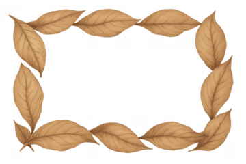 Autumn leaves frame forming a decorative border, watercolor style, transparent background, natural seasonal design element