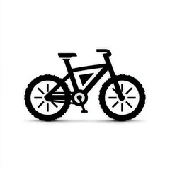 Fototapeta premium Mountain bike icon, bold minimalist outline, representing cycling, outdoor sport, and transportation, in black and white