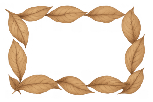 Autumn leaves frame forming a decorative border, watercolor style, transparent background, natural seasonal design element - Powered by Adobe