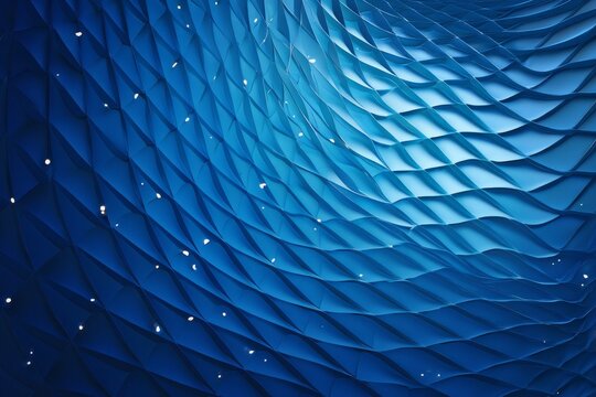 Deep blue wavy geometric pattern with subtle white speckles abstract
