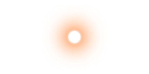 A glowing orange circular light flare with a bright white center, isolated on a plain white background.