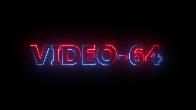 Video-64 neon bright text font colorful 4k video animation. Digital Timer, # video 64 neon text is used as video clip.technology stopwatch Digital countdown number animation.