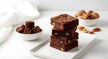 Stack of Chocolate Brownies Homemade Bakery and Dessert