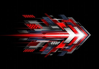 Abstract futuristic arrow representing speed and technology with motion blur effects.