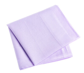 One folded handkerchief isolated on white, top view. Stylish accessory