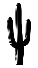 Obraz premium Vector cactus silhouette, isolated, thick outline