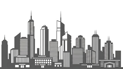 Modern city skyline silhouette creating a dynamic cityscape vista for urban planning and architectural designs featuring a sleek, minimalist design