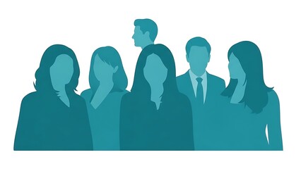 Modern team of business professionals in teal for corporate communications and leadership concepts or showcasing workplace diversity and inclusion initiatives