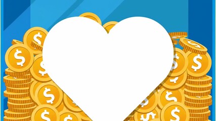 Donation Box Filled with Coins and a Heart Symbolizing Charity.