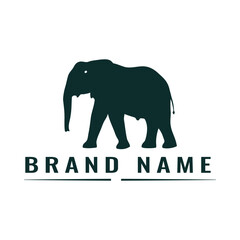 Obraz premium Dark Silhouette of an Elephant with Brand Name Text on White Background animal wildlife