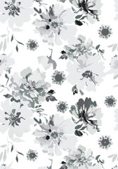 Seamless colorful floral pattern. Hand drawn flowers, herbs, leaves, branches, berries, tulip. Simple cute flat vector elements. Design for textile, cover, wallpaper