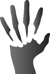 Gray gradient hand silhouette with five fingers spread
