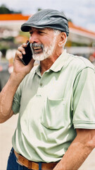 Senior Man on Phone Outdoors
