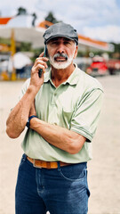 Senior Man on Phone Outdoors