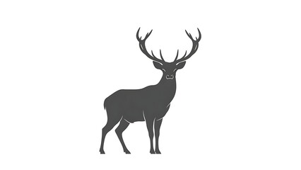 Naklejka premium Striking deer silhouette with majestic antlers, perfect for nature-themed designs or rustic branding, adding a touch of wilderness to your project