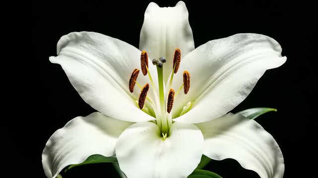 A delicate white flower with a yellow center blooms against a dramatic black background, capturing the fleeting concept of time lapse while highlighting the cyclical patterns that govern our.