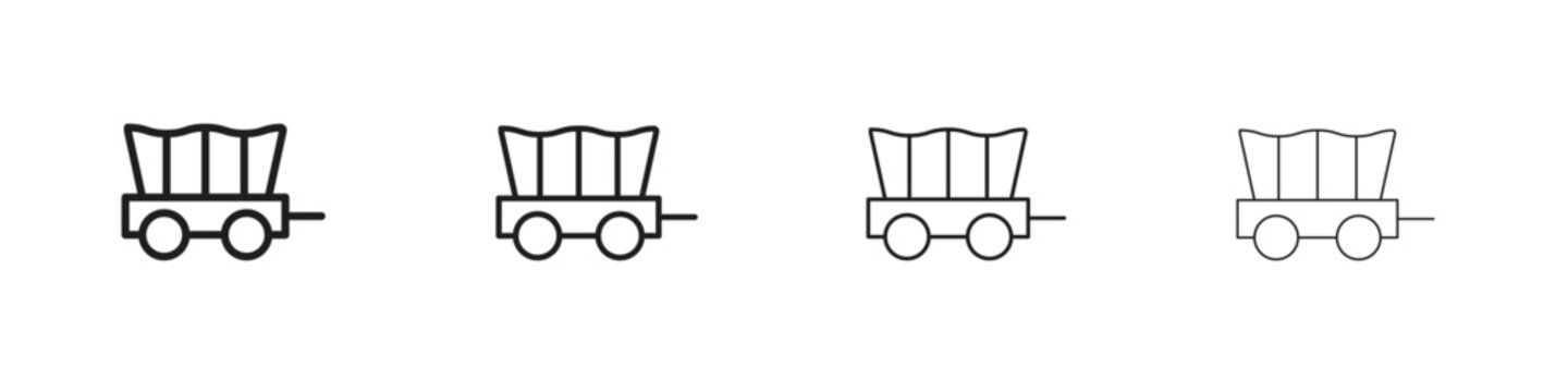 Covered wagon icon, Set vector logo design templates,