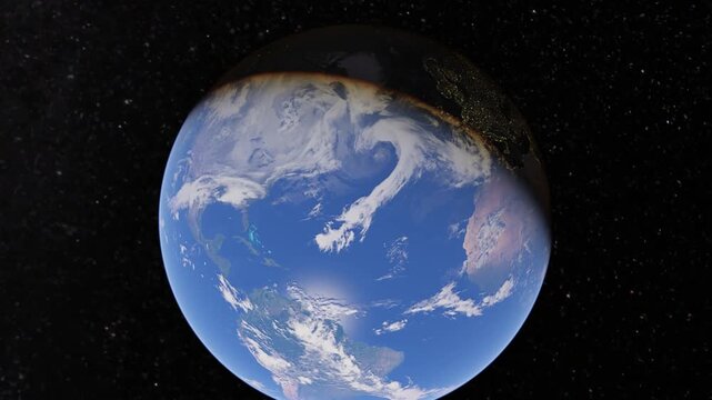 Timelapse of Earth View from Space Clouds and Sunlight