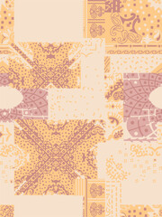 seamless patchwork paisley pattern on background.Seamless patchwork design vector fabric design. Vector graphic tile for interior and clothing fabric or ceramic tiles