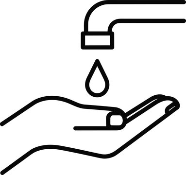 Hand washing for ritual purification icon. ablution wudu. muslim pray preparation. hygiene and cleansing symbol.