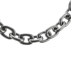 Obraz premium A robust metal chain link isolated on a clean white background isolated on white background