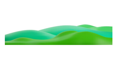 Obraz premium Green grass playground 3D plastic style, vector summer nature design element, cartoon field lawn, meadow landscape