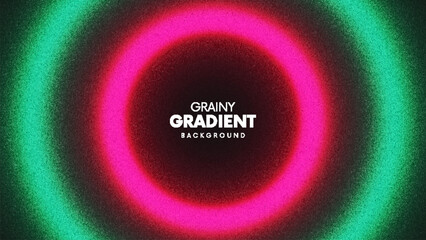 Vivid grainy neon gradient banner with radiant circles in vibrant pink green tones created from thousands of individual dots. Bright concentric rings radiate intense illumination for banner design