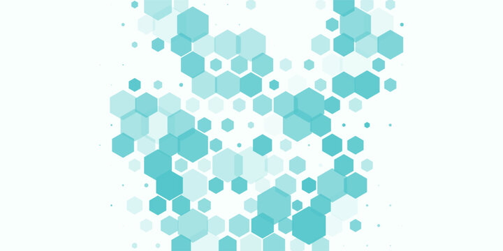 Health care abstract hexagon background. Light blue green medical wallpaper template. Clean geometric backdrop for clinic banner, innovation concept, science banner, medicine business poster. Vector