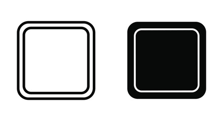 Minimalist Rounded Square Stop Button Icons: Outline and Filled Versions