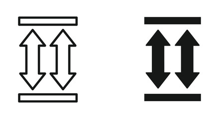 Vertical Alignment & Spacing Icon with Up Down Arrows between Horizontal Lines (Outline & Solid)
