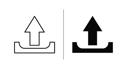 Fototapeta premium Upload Icon Set: Outline and Solid Arrow Symbols