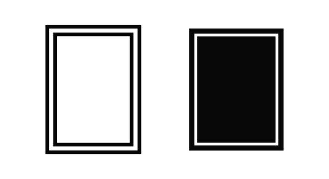 Monochrome Rectangular Frames: Empty and Filled, Light and Dark Modes