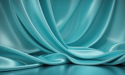 Flowing teal fabric in soft folds, lit to reveal elegant sheen and texture