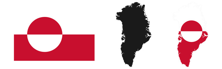 Greenland flag and map vector illustration