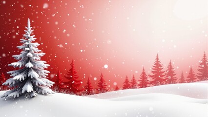 red and white abstract winter landscape fir border christmas tree