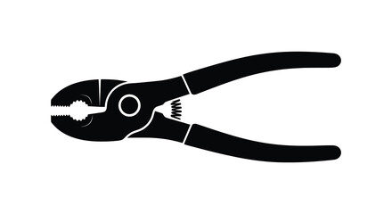 Pliers tool illustration black and white handyman equipment silhouette