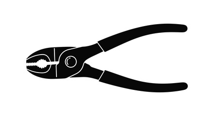 Pliers tool illustration black and white design for repair and construction silhouette