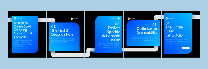 Social Media Carousel Post Template for Marketing and Branding, Editable AI file © Safia