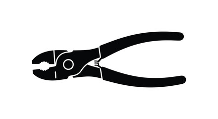 Pliers tool silhouette isolated on white background for construction and repair silhouette