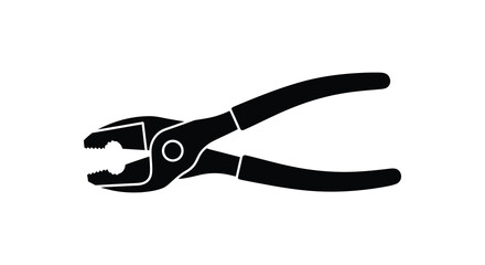 Pliers tool illustration black and white hand tool silhouette
