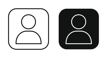 User Profile Icon Set: Outline and Inverse Monochrome Symbols for Web, App UI, and Digital Identity Management. Simple Vector Graphic for User Accounts, Login, and Placeholder Avatars.