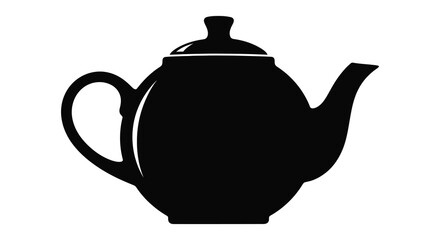 Elegant teapot illustration in black and white silhouette style silhouette