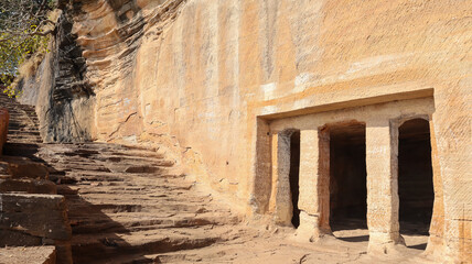 India, Uttar Pradesh, Lalitpur, Ancient Carvings of Hindu Deities of Ancient Siddha Caves, it Dated Back in 8th Century Near Deogarh.