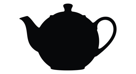 Elegant teapot silhouette isolated on white background for design projects silhouette