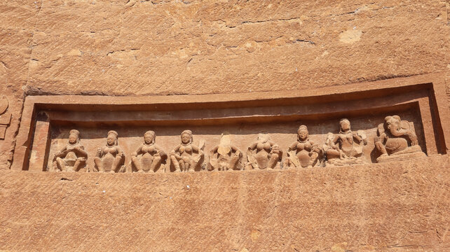 India, Uttar Pradesh, Lalitpur, Ancient Carvings of Hindu Deities of Ancient Siddha Caves, it Dated Back in 8th Century Near Deogarh.