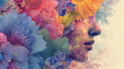 Artistic design blending watercolor textures with detailed digital illustration realistic color diffusion high quality fine art aesthetic visually pleasing arrangement ideal for decor and print media