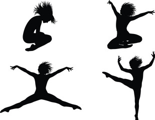 Fearsome Spider Silhouettes Vector Set, Illustrating Various Tarantula and Arachnid Poses with Eight Legs and Fangs, Emphasizing Halloween, Horror, Pests, Entomology, and Creepy Insect Graphics.