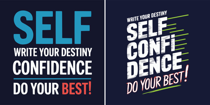 Motivational typography poster with bold self confidence message and colourful modern text layout on dark background - Powered by Adobe