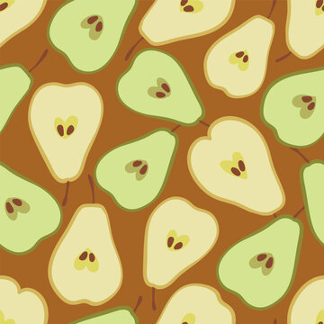 Caramel Pears Retro background pattern print. Ideal for original decorations. Perfect for fabric, wallpaper, wrapping, scrapbooking and stationery. Surface pattern design.