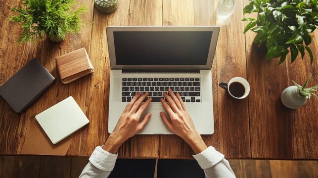 Hands on a computer, office worker context generative ai